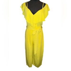 Bungalows Boutique Cold Shoulder, Ruffled, Wide Leg Jumpsuit, Sz Girls LG, NWT